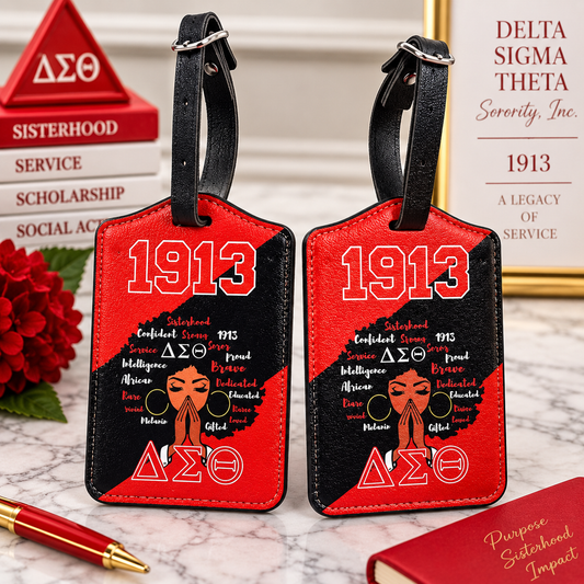 Delta Sigma Theta 1913 Sorority Luggage Tag – Red & Black Travel Accessory