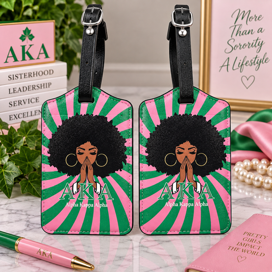Alpha Kappa Alpha Luggage Tag – Pink & Green