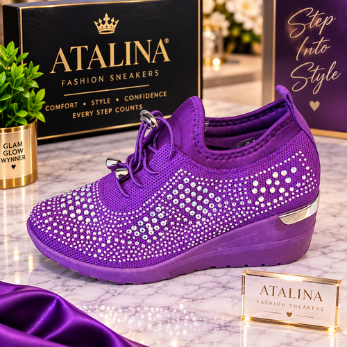 Atalina Purple Bling Wedge Sneaker