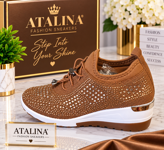 Atalina Caramel Bronze Bling Wedge Sneaker