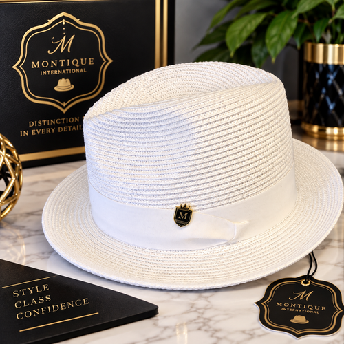 Montique International Men’s White Woven Fedora