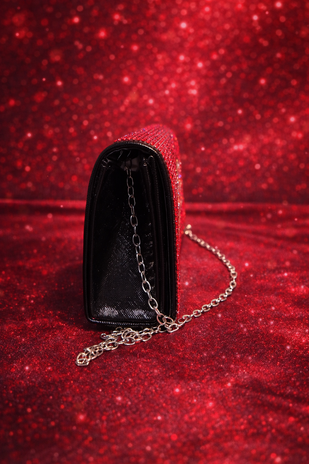 Delta Sigma Theta Crimson Sparkle Chain Clutch