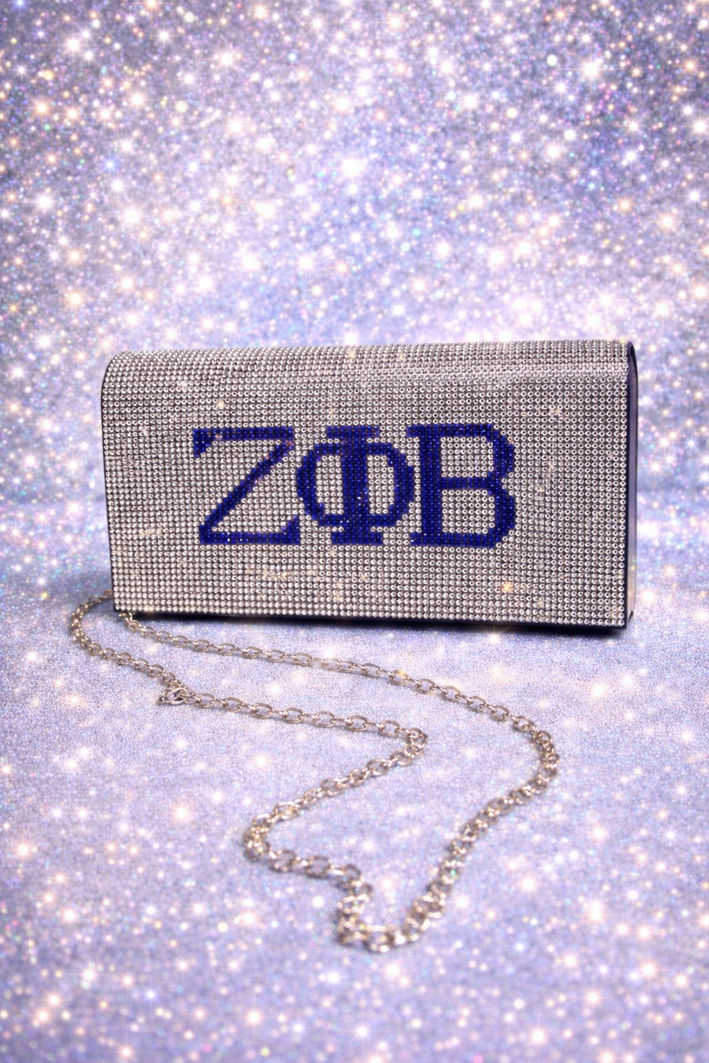 Zeta Luxe Rhinestone Chain Clutch