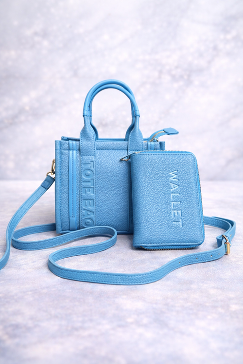 Sky Blue Mini Tote & Wallet Set