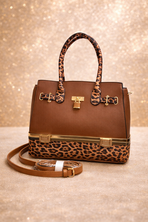 Glam Leopard Luxe Handbag & Wallet Set