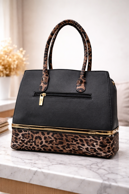 Leopard Luxe Structured Handbag & Wallet Set