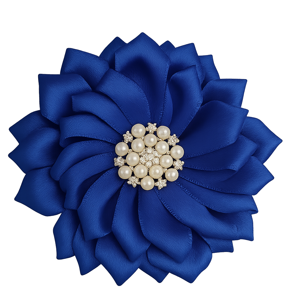 Royal Blue Satin Ribbon Flower