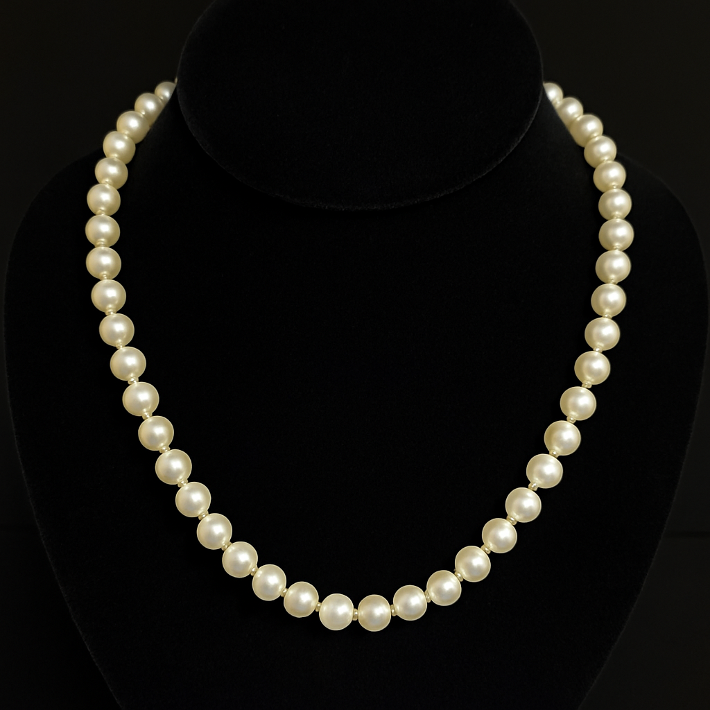 Classic Elegance White Single-Strand Pearl Necklace