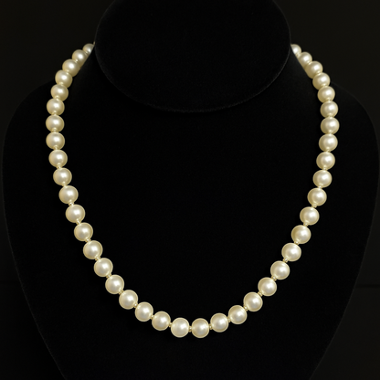 Classic Elegance White Single-Strand Pearl Necklace
