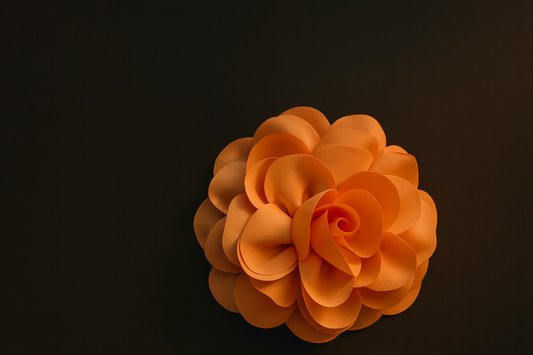 Vibrant Orange Satin Flower Brooch