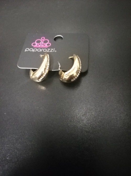 Gold rhinestone hoop earrings