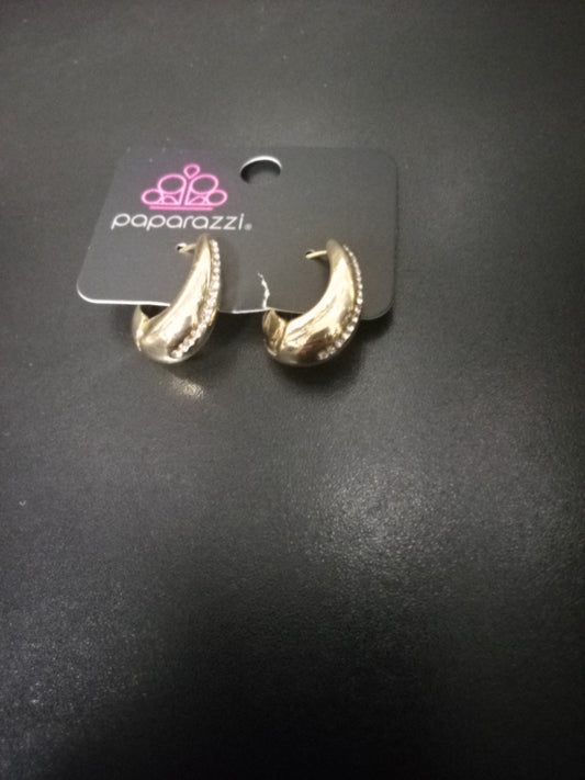 Gold rhinestone hoop earrings