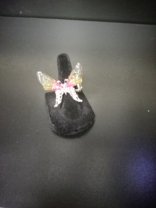 Multicolor butterfly ring