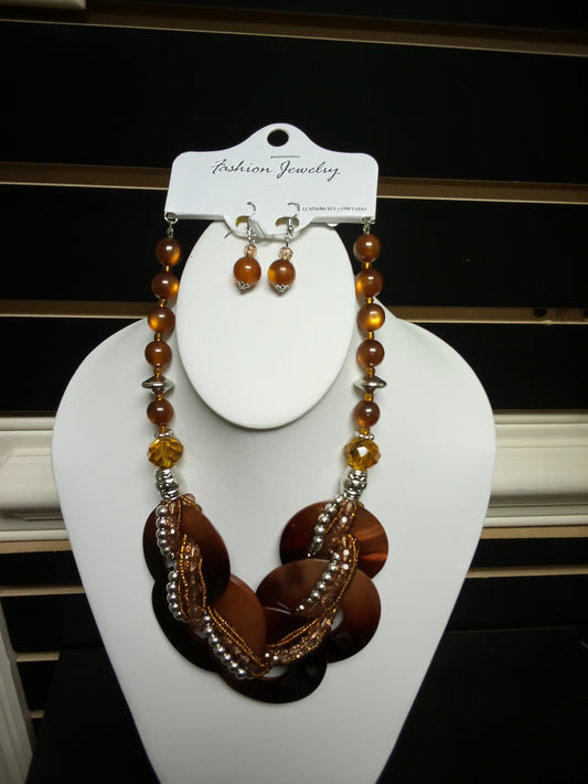 Multi Colored Multiple Layered Beaded Necklace with Lobster Clasp