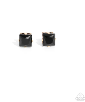 Squared Soprano Black Post Earrings