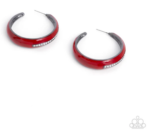 Uniquely Unexpected Red and White Hoop Earrings