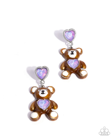 Traditional Teddy Purple Earrings