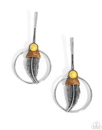 Feathered Future Yellow Post Earrings