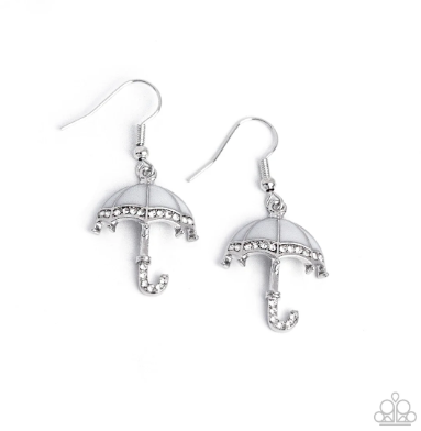 Unrivaled Umbrella White Earrings