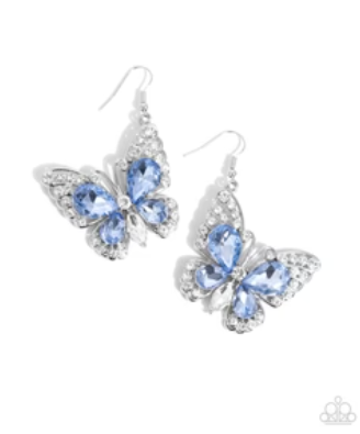 Teardrop Takeoff Blue Butterfly Earrings