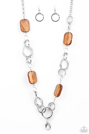 Stained Glass Glamour Brown Necklace