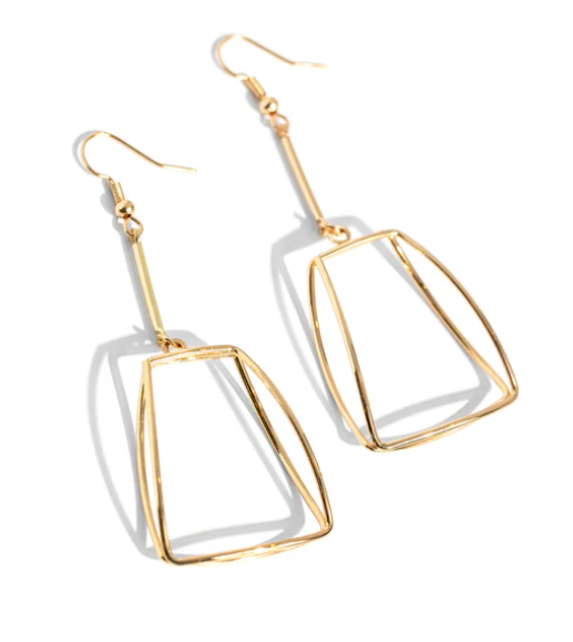 TRAPEZOIDAL TRANSCENDENCE GOLD EARRING