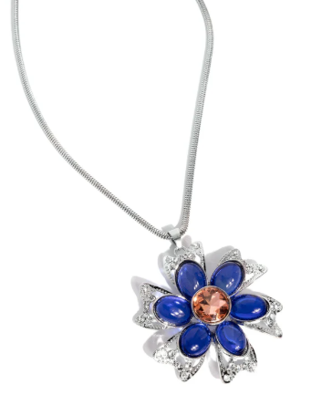 FLORAL FIGUREHEAD BLUE NECKLACE