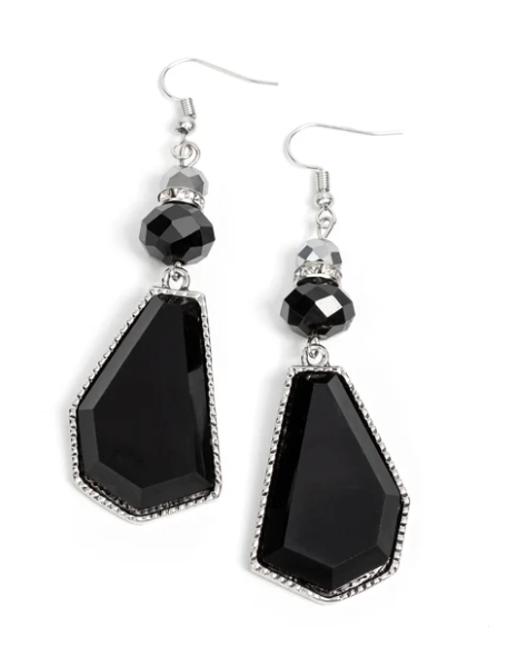 DEFACED DIMENSION BLACK EARRING