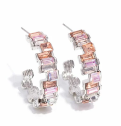 FASHIONABLY FRAMED ORANGE HOOP EARRING