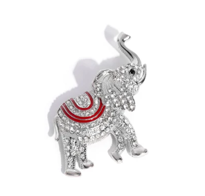 ELEPHANT EMBRACE RED BROOCH