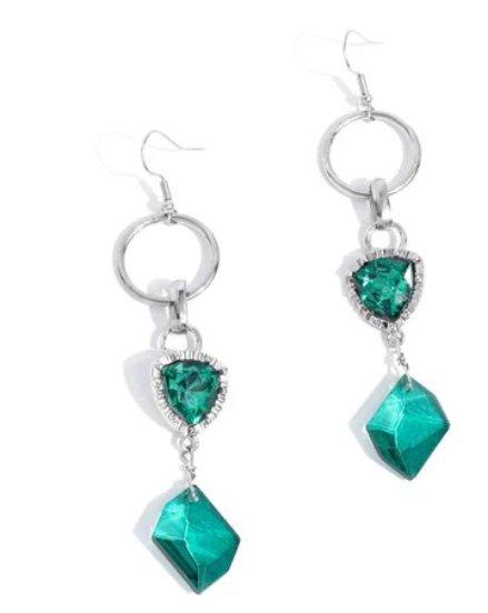 CHISELED CLARITY GREEN EARRING