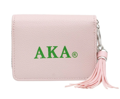 Alpha Kappa Alpha Sorority Paraphernalia Women's Pink Keychain Zipper Wallet