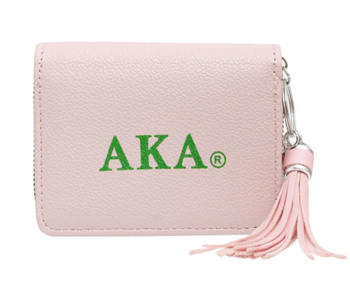 Alpha Kappa Alpha Sorority Paraphernalia Women's Pink Keychain Zipper Wallet
