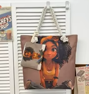 “Curly Comfort” Tote Bag with Rope Handles 2 pcs. with pouch