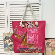 “She Is Powerful”  Tote Bag 2 pcs. with Rope Handles and pouch