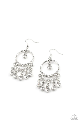 Cosmic Chandeliers White Earrings