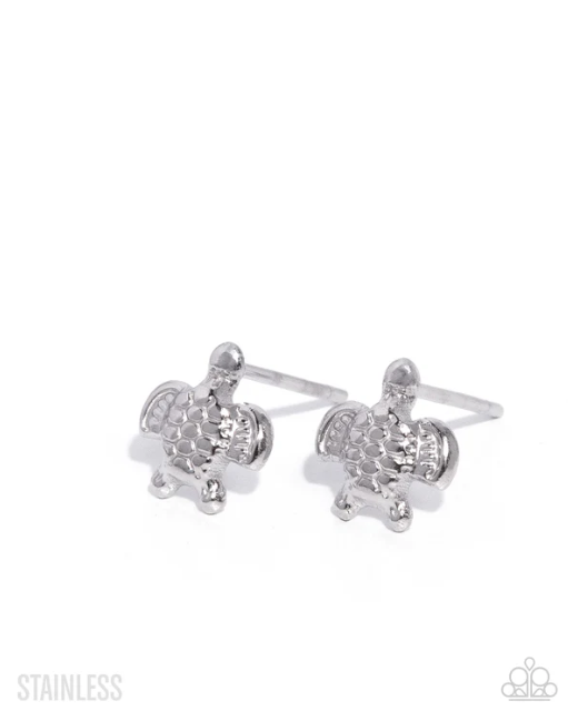 Tactical Turtle Silver Earring