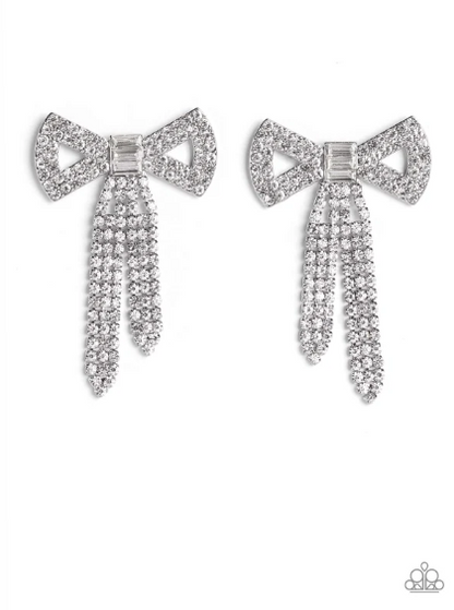 Just Bow With It White Earrings