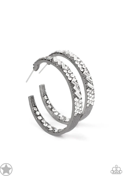 GLITZ BY ASSOCIATION WHITE HOOP EARRING