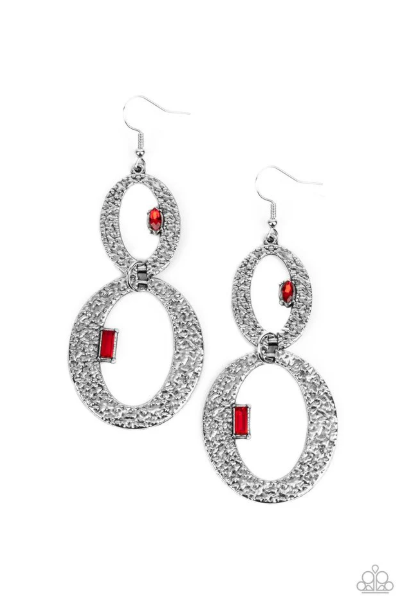 OVAL and OVAL Again Red Earring