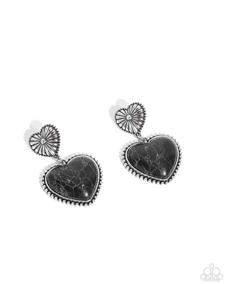 Rustic Reinvention Black Post Earring