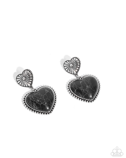 Rustic Reinvention Black Post Earring