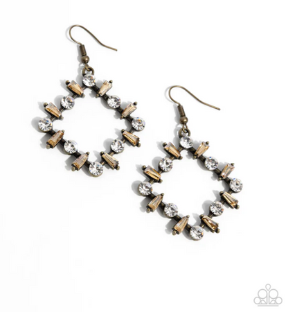 Pampered Promise Brass White Peach Gem Earrings