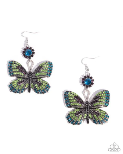 Fluttering Feature Green Earrings