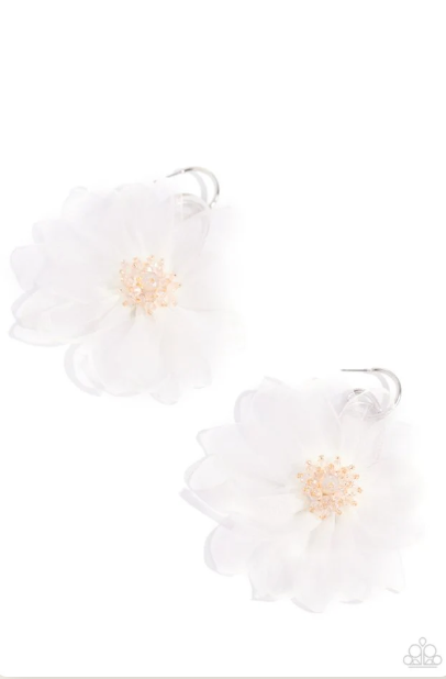 Cosmopolitan Chiffon White Earrings
