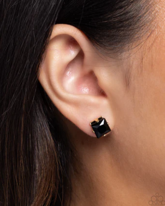 Squared Soprano Black Post Earrings
