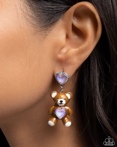 Traditional Teddy Purple Earrings
