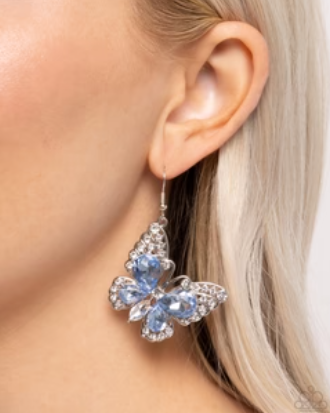 Teardrop Takeoff Blue Butterfly Earrings