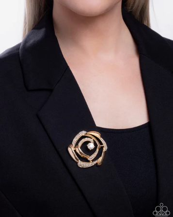 Singing Spirals Gold Brooch