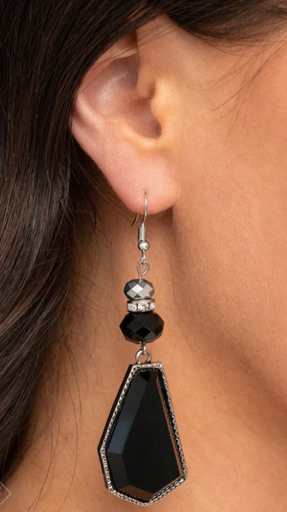 DEFACED DIMENSION BLACK EARRING